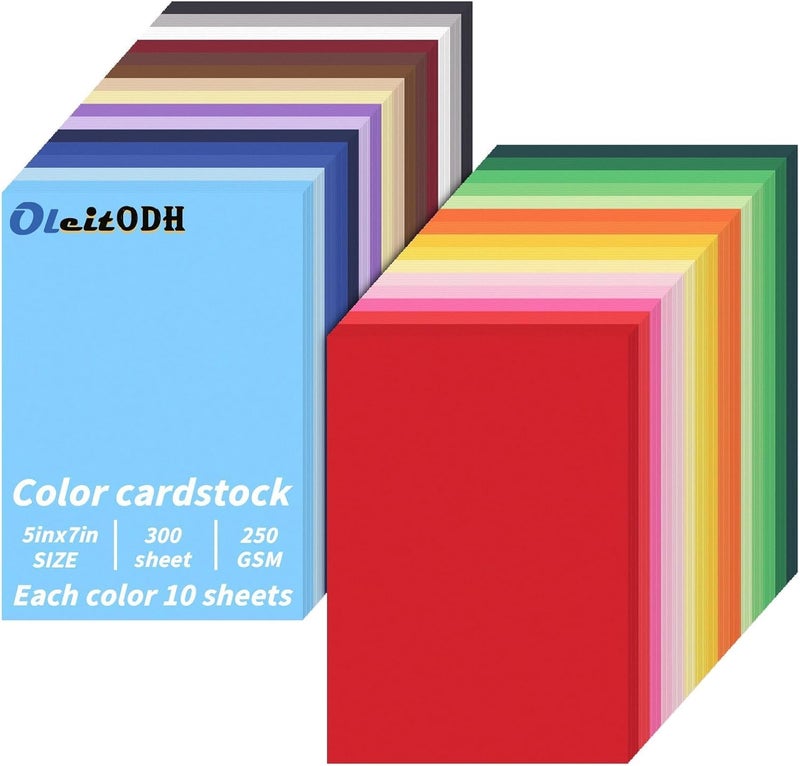 Oleitodh 5" x 7" Cardstock 30 Colors, 300 Pack Colorful Thick Paper Cardstock Blank Colored Cards Stock for Invitations, Greeting Cards Making, Postcards, Photos, 250GSM Thick Paper Colorful - Image 1